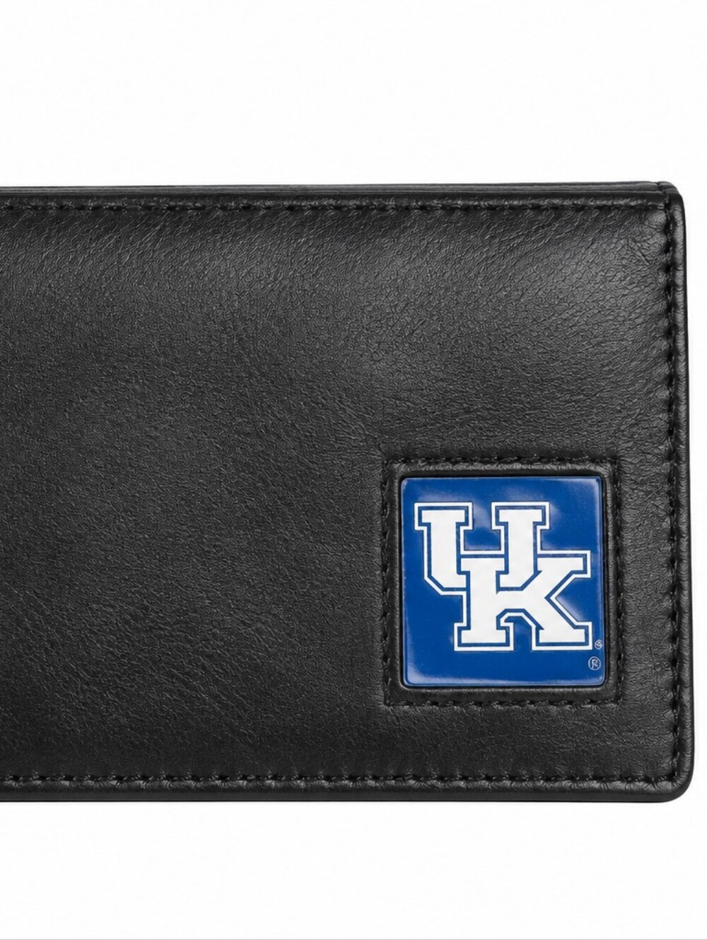 Black Leather Check Book Holder with Blue UK Crest Accent